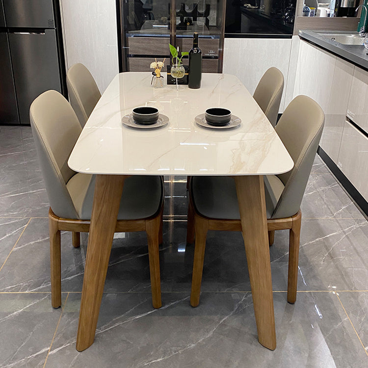 Tavolo da pranzo altezza standard minimalista set con 4 sedie da cucina imbottite