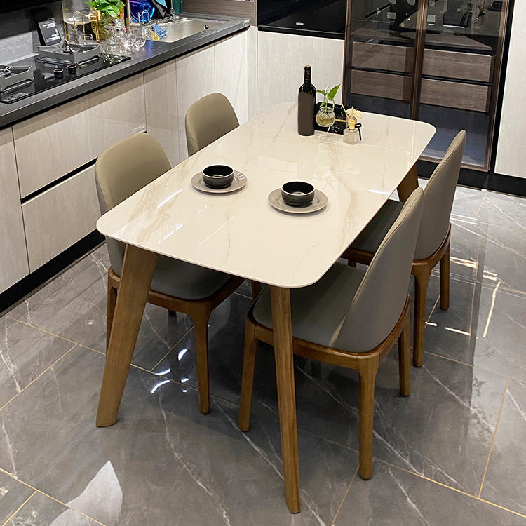 Tavolo da pranzo altezza standard minimalista set con 4 sedie da cucina imbottite