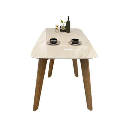 Tavolo da pranzo altezza standard minimalista set con 4 sedie da cucina imbottite