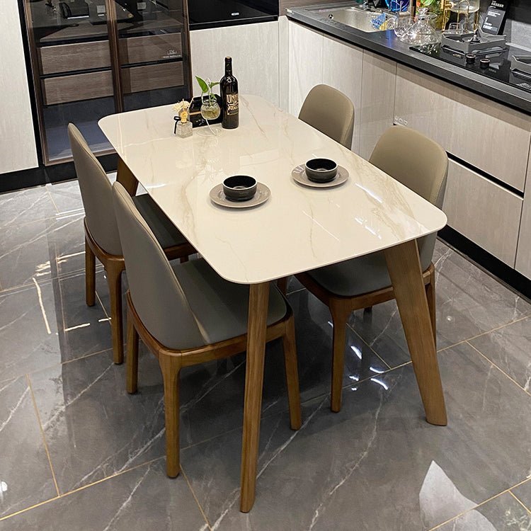 Tavolo da pranzo altezza standard minimalista set con 4 sedie da cucina imbottite