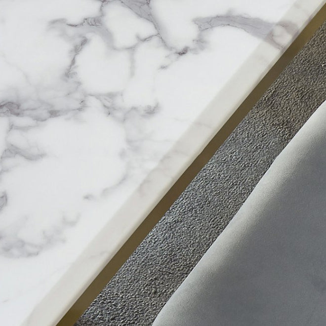 Tavolo da pranzo in marmo contemporaneo con sedie da pranzo in pelle 4/6