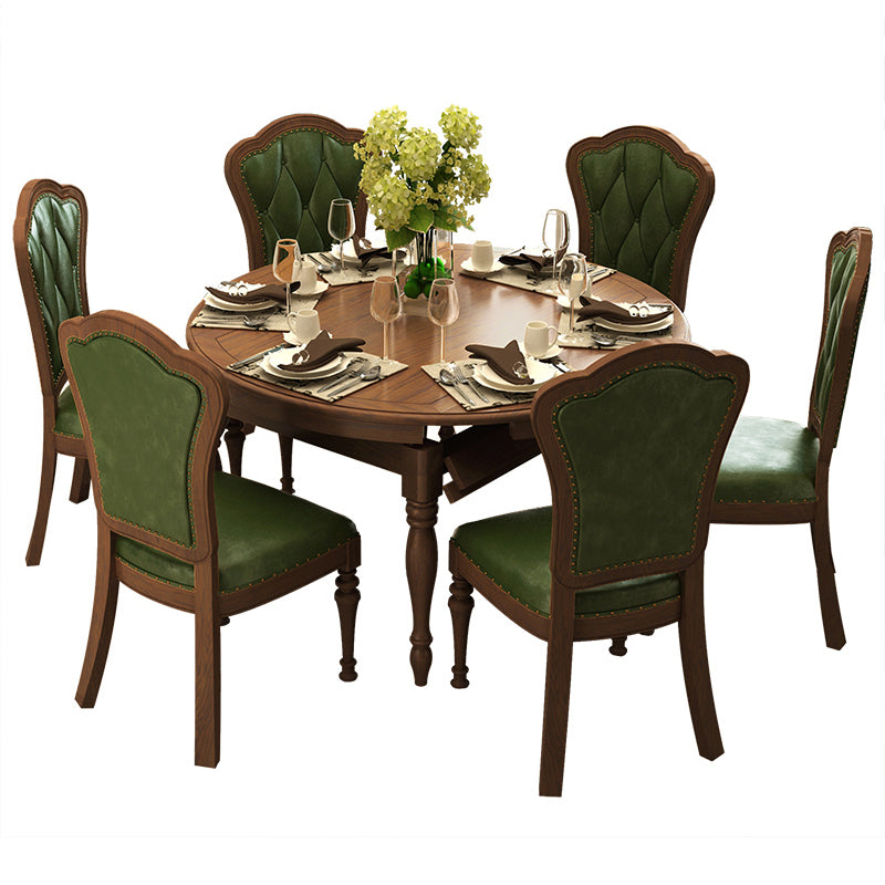 Set da pranzo in legno massiccio 1/5/7 con sedie pieghevoli e sedie in pelle