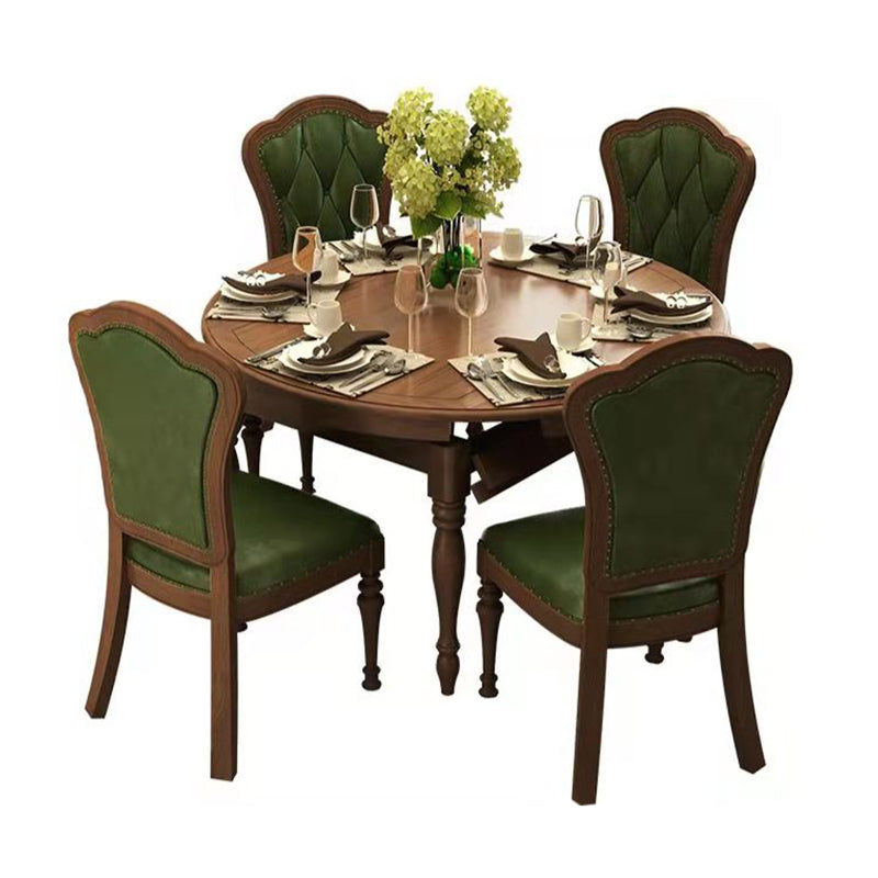 Set da pranzo in legno massiccio 1/5/7 con sedie pieghevoli e sedie in pelle