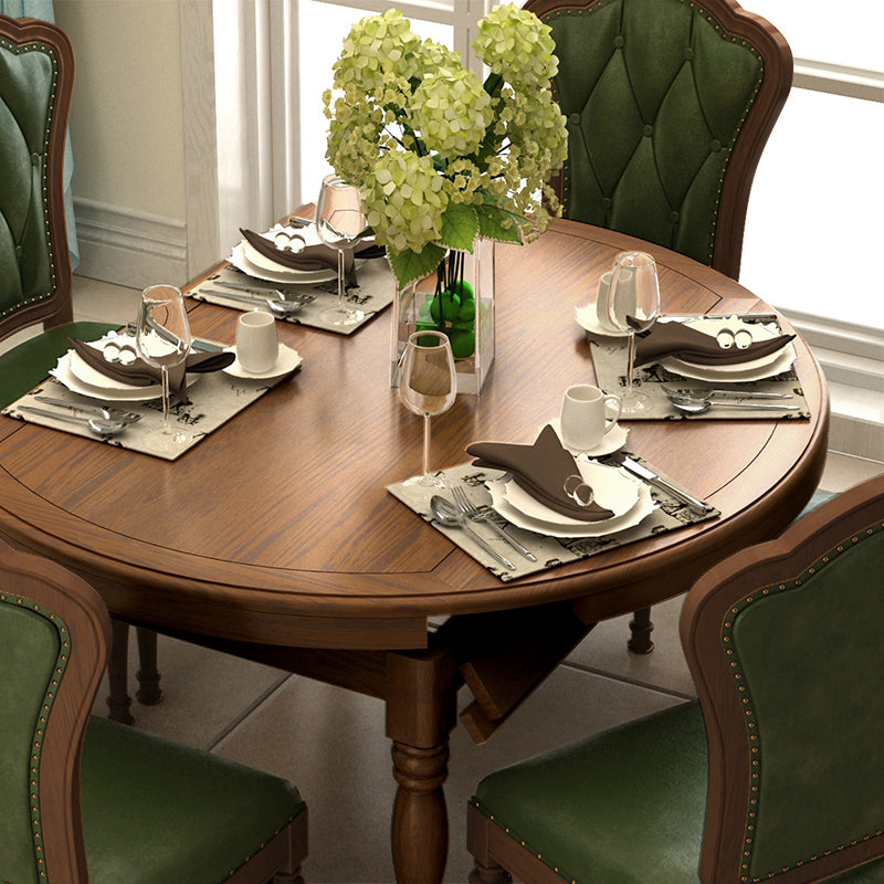 Set da pranzo in legno massiccio 1/5/7 con sedie pieghevoli e sedie in pelle