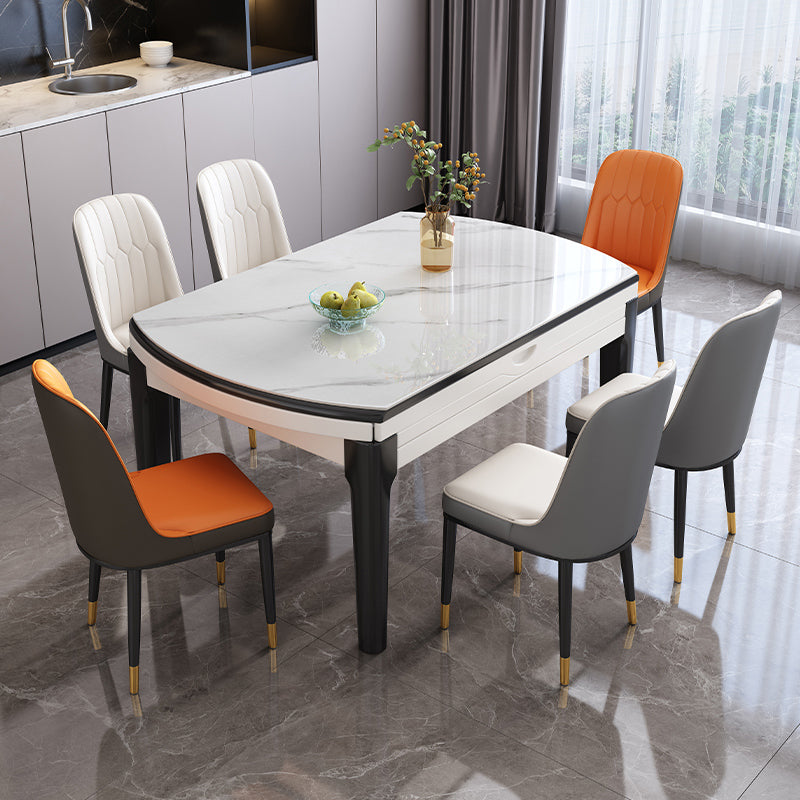 モダンなスタイルの家具1/7/ PCSラウンドストーンダイナーテーブルアームレスチェア