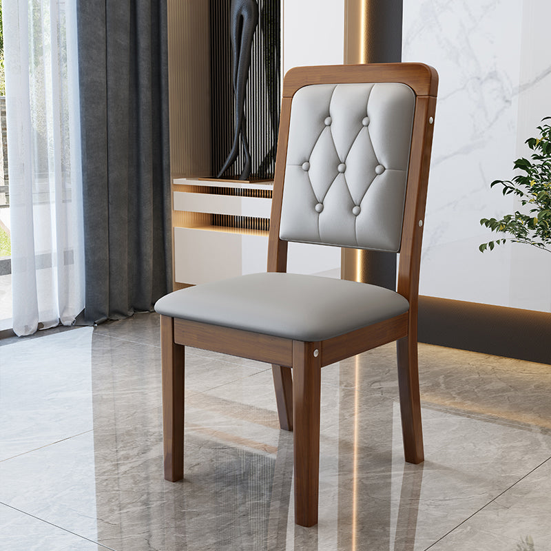 Nordic Style Wood Chair Open Back Dining Side Chair for Dinning Room Walnut + Gray 1 Piece Clearhalo 'Dining Chairs' 'Dining Tables & Seating' 'dining_chair' 'furn' 'furn_dining_chair' 'Furniture' 'Kitchen & Dining Furniture' 7552967