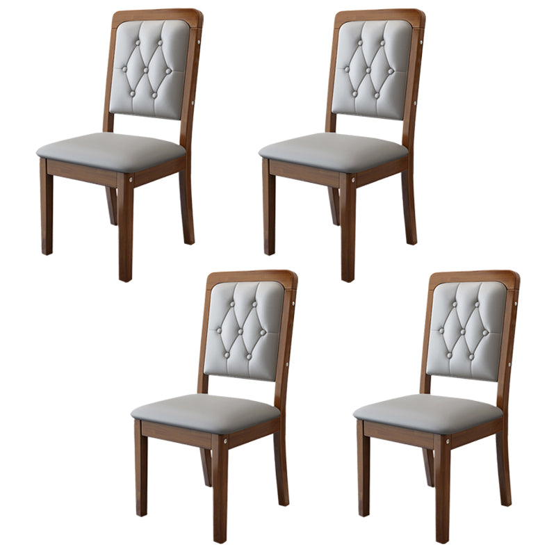 Nordic Style Wood Chair Open Back Dining Side Chair for Dinning Room Walnut + Gray 4 Piece Set Clearhalo 'Dining Chairs' 'Dining Tables & Seating' 'dining_chair' 'furn' 'furn_dining_chair' 'Furniture' 'Kitchen & Dining Furniture' 7552969