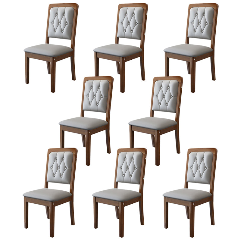 Nordic Style Wood Chair Open Back Dining Side Chair for Dinning Room Walnut + Gray 8 Piece Set Clearhalo 'Dining Chairs' 'Dining Tables & Seating' 'dining_chair' 'furn' 'furn_dining_chair' 'Furniture' 'Kitchen & Dining Furniture' 7552971