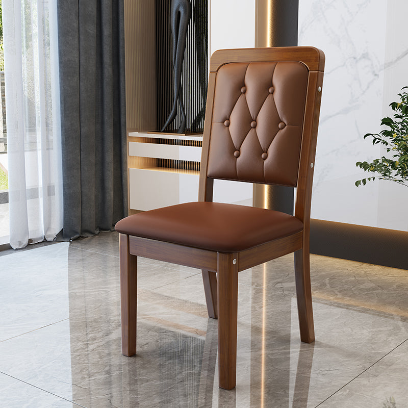 Nordic Style Wood Chair Open Back Dining Side Chair for Dinning Room Walnut + Coffee 1 Piece Clearhalo 'Dining Chairs' 'Dining Tables & Seating' 'dining_chair' 'furn' 'furn_dining_chair' 'Furniture' 'Kitchen & Dining Furniture' 7552972