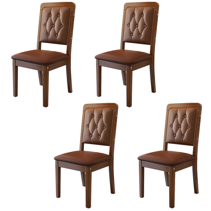 Nordic Style Wood Chair Open Back Dining Side Chair for Dinning Room Walnut + Coffee 4 Piece Set Clearhalo 'Dining Chairs' 'Dining Tables & Seating' 'dining_chair' 'furn' 'furn_dining_chair' 'Furniture' 'Kitchen & Dining Furniture' 7552974