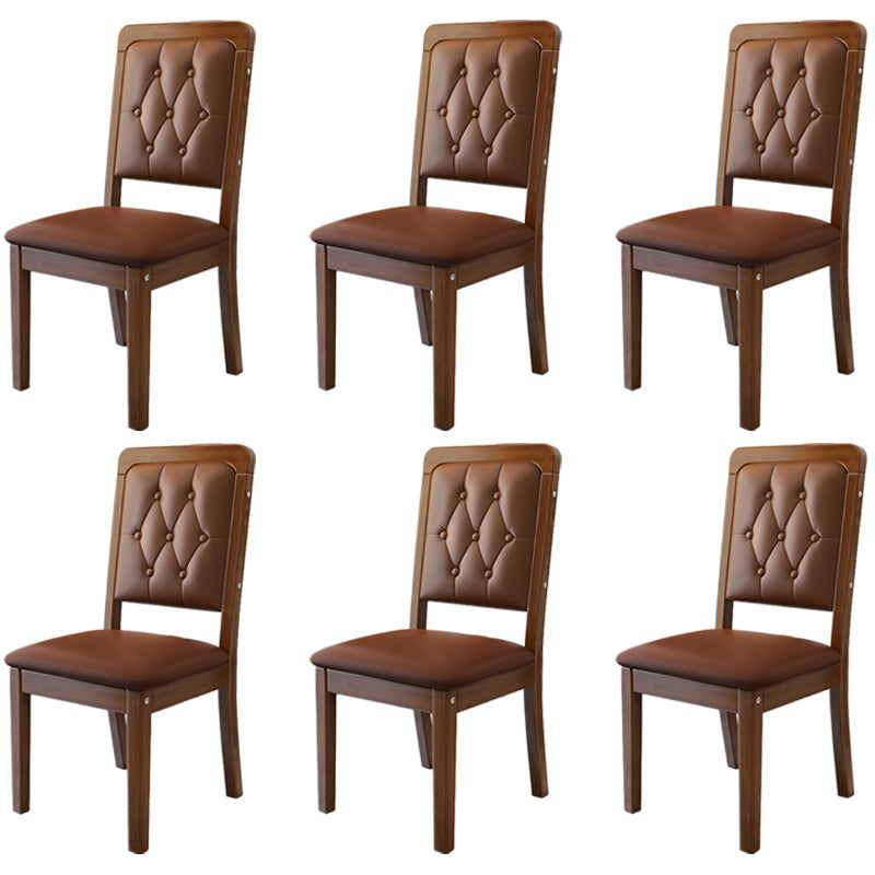 Nordic Style Wood Chair Open Back Dining Side Chair for Dinning Room Walnut + Coffee 6 Piece Set Clearhalo 'Dining Chairs' 'Dining Tables & Seating' 'dining_chair' 'furn' 'furn_dining_chair' 'Furniture' 'Kitchen & Dining Furniture' 7552975
