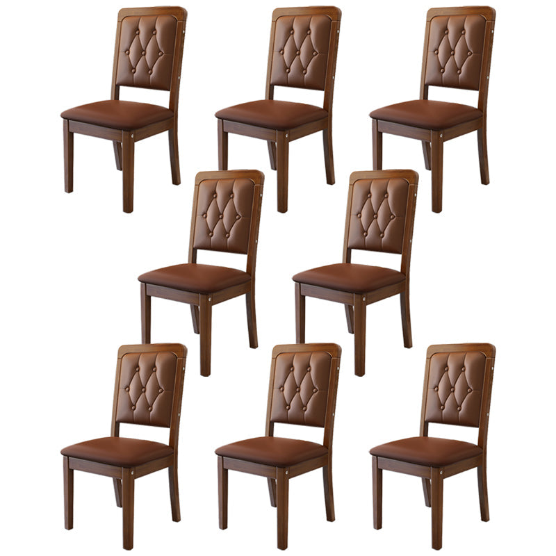 Nordic Style Wood Chair Open Back Dining Side Chair for Dinning Room Walnut + Coffee 8 Piece Set Clearhalo 'Dining Chairs' 'Dining Tables & Seating' 'dining_chair' 'furn' 'furn_dining_chair' 'Furniture' 'Kitchen & Dining Furniture' 7552976