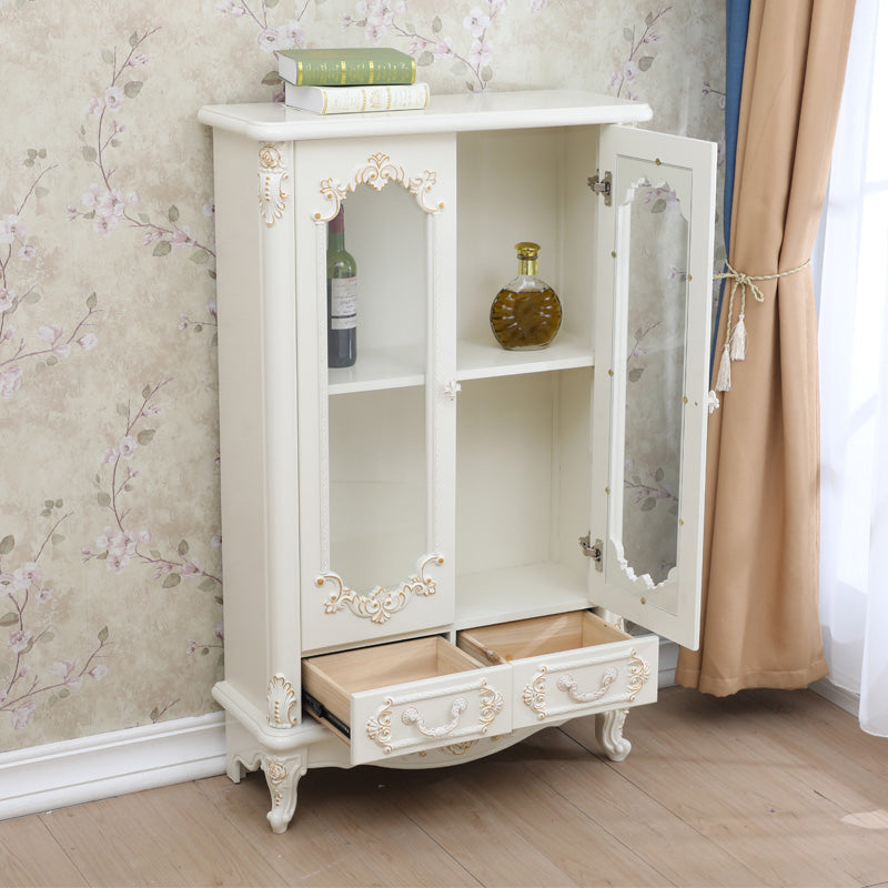 Traditional Glass Doors Display Stand Solid Wood Buffet Cabinet for Dining Room 31.5"L x 11.8"W x 51.9"H Clearhalo 'Display & China Cabinets' 'display_china_cabinets' 'furn' 'furn_display_china_cabinets' 'Furniture' 'Kitchen & Dining Furniture' 7553156