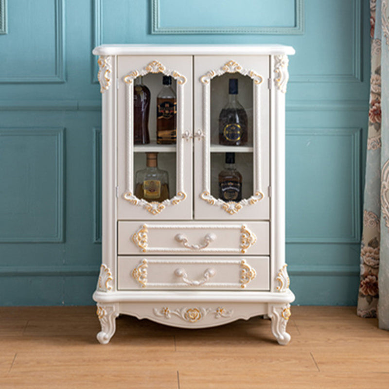 Traditional Glass Doors Display Stand Solid Wood Buffet Cabinet for Dining Room 26"L x 12"W x 45"H Clearhalo 'Display & China Cabinets' 'display_china_cabinets' 'furn' 'furn_display_china_cabinets' 'Furniture' 'Kitchen & Dining Furniture' 7553163