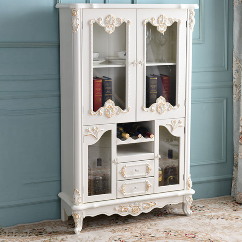 Traditional Glass Doors Display Stand Solid Wood Buffet Cabinet for Dining Room 35"L x 14"W x 58"H Clearhalo 'Display & China Cabinets' 'display_china_cabinets' 'furn' 'furn_display_china_cabinets' 'Furniture' 'Kitchen & Dining Furniture' 7553167