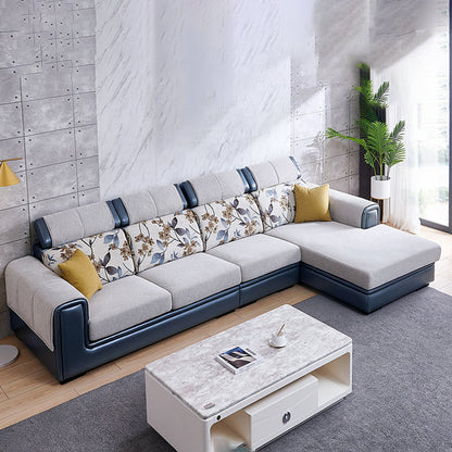Modern Gray Cushions Sofa & Chaise 5-Seater 139.37" L Square Arm Sectional Sofa Flannel Right Clearhalo 'furn' 'furn_sectionals' 'Furniture' 'Living Room Furniture' 'Sectionals' 7561682