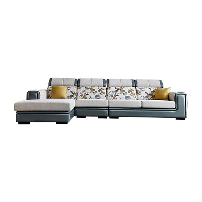 Modern Gray Cushions Sofa & Chaise 5-Seater 139.37" L Square Arm Sectional Sofa Clearhalo 'furn' 'furn_sectionals' 'Furniture' 'Living Room Furniture' 'Sectionals' 7561687