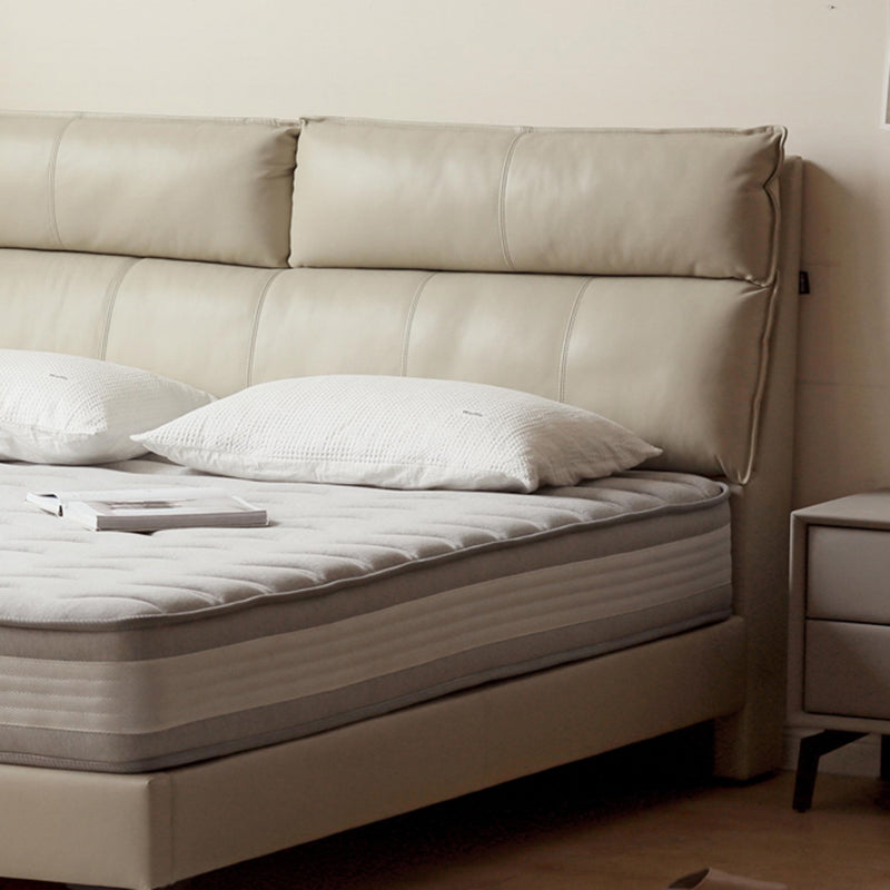 Leather Standard Bed Contemporary Wood Frame Bed with Upholstered Headboard Clearhalo 'Bedroom Furniture' 'Beds' 'furn' 'furn_beds' 'Furniture' 7561779