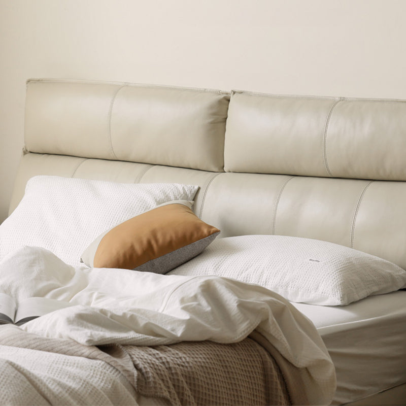 Leather Standard Bed Contemporary Wood Frame Bed with Upholstered Headboard Clearhalo 'Bedroom Furniture' 'Beds' 'furn' 'furn_beds' 'Furniture' 7561781