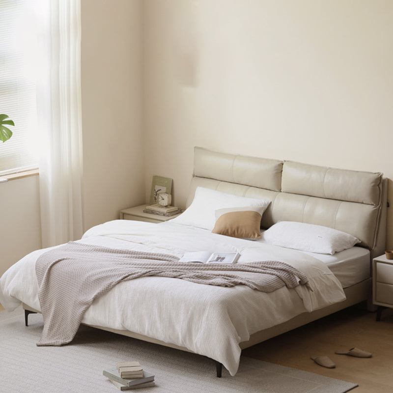 Leather Standard Bed Contemporary Wood Frame Bed with Upholstered Headboard Clearhalo 'Bedroom Furniture' 'Beds' 'furn' 'furn_beds' 'Furniture' 7561783