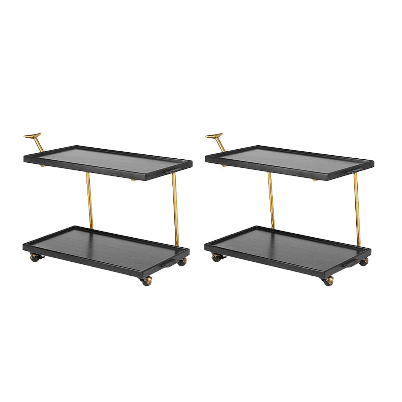 Solid Wood Sofa Side Accent Table with Shelf Rectangular Living Room Double Tier Matte Black 2 Clearhalo 'Coffee & Accent Tables' 'End & Side Tables' 'end_side_tables' 'furn' 'furn_end_side_tables' 'Furniture' 'Living Room Furniture' 7561839