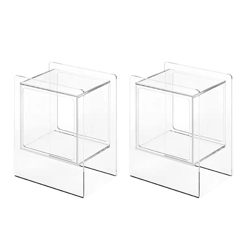 Glam End Slide Table Plastic Sled Rectangular with Shelf Living Room Corner Table Clear 2 Clearhalo 'Coffee & Accent Tables' 'End & Side Tables' 'end_side_tables' 'furn' 'furn_end_side_tables' 'Furniture' 'Living Room Furniture' 7561852