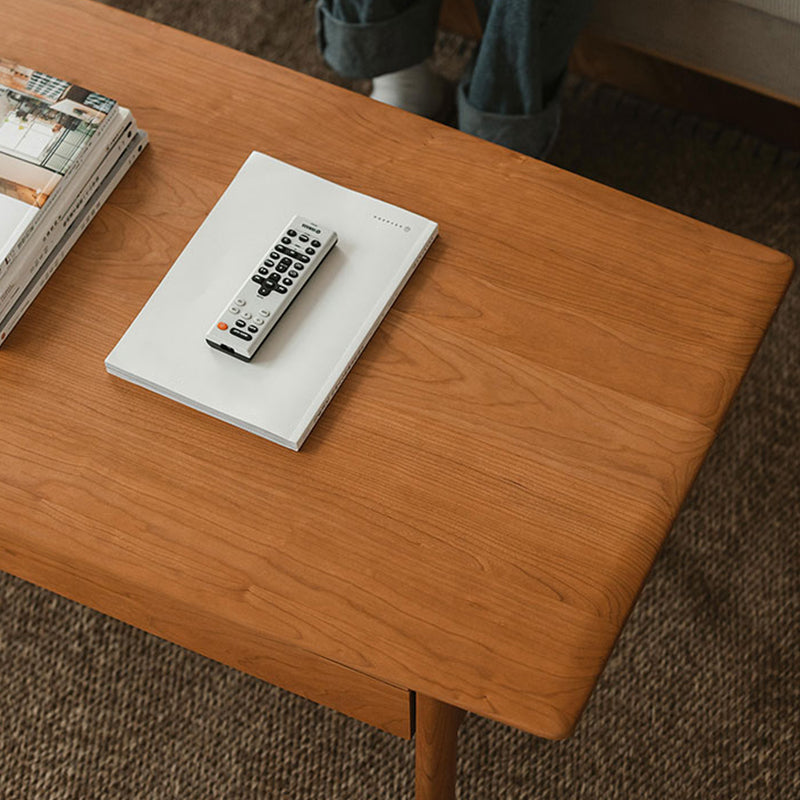 Farmhouse 4 Legs Coffee Table Solid Wood Cocktail Table with 2 Storage Drawers Clearhalo 'Coffee & Accent Tables' 'Coffee Tables' 'coffee_tables' 'furn' 'furn_coffee_tables' 'Furniture' 'Living Room Furniture' 7561896