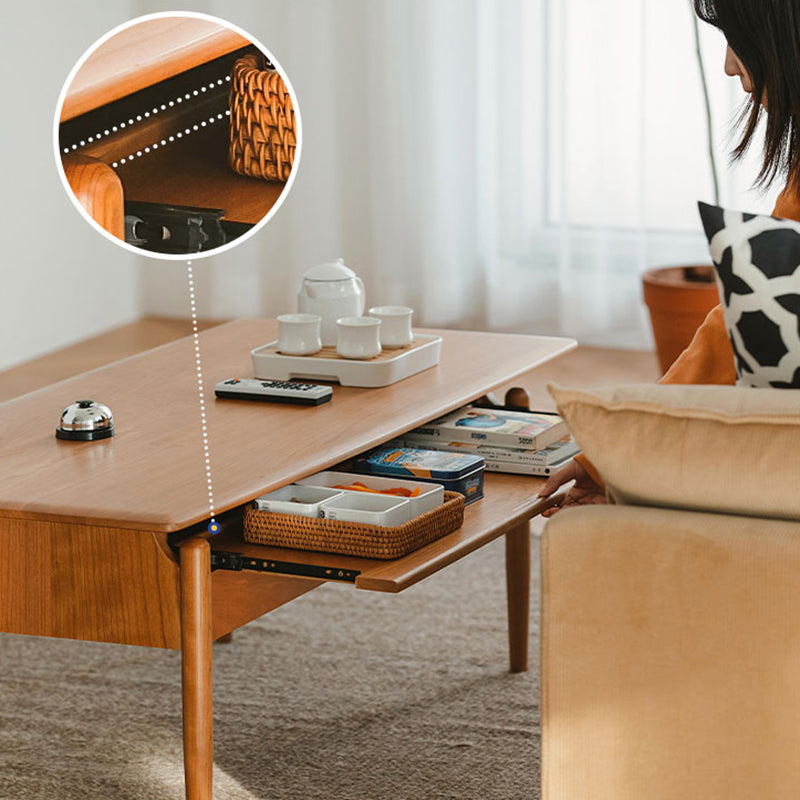 Farmhouse 4 Legs Coffee Table Solid Wood Cocktail Table with 2 Storage Drawers Clearhalo 'Coffee & Accent Tables' 'Coffee Tables' 'coffee_tables' 'furn' 'furn_coffee_tables' 'Furniture' 'Living Room Furniture' 7561897
