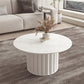 Slate Top Coffee Cocktail Table Modern Round Pedestal Coffee or End Table