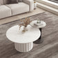 Slate Top Coffee Cocktail Table Modern Round Pedestal Coffee or End Table