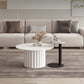 Slate Top Coffee Cocktail Table Modern Round Pedestal Coffee or End Table
