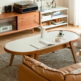 Farmhouse Wooden Coffee Table Elliptical 4 Legs Cocktail Table Clearhalo 'Coffee & Accent Tables' 'Coffee Tables' 'coffee_tables' 'furn' 'furn_coffee_tables' 'Furniture' 'Living Room Furniture' 7561929