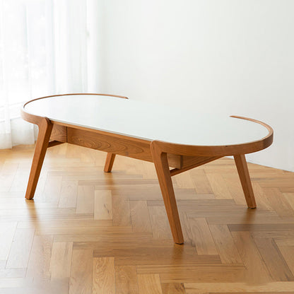 Farmhouse Wooden Coffee Table Elliptical 4 Legs Cocktail Table Clearhalo 'Coffee & Accent Tables' 'Coffee Tables' 'coffee_tables' 'furn' 'furn_coffee_tables' 'Furniture' 'Living Room Furniture' 7561930