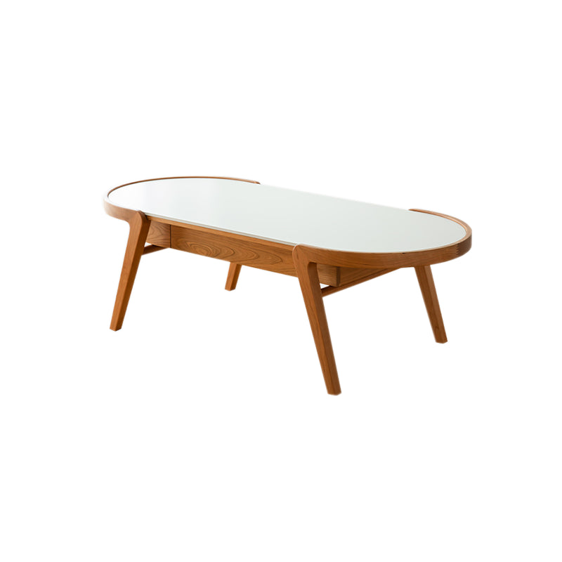 Farmhouse Wooden Coffee Table Elliptical 4 Legs Cocktail Table Clearhalo 'Coffee & Accent Tables' 'Coffee Tables' 'coffee_tables' 'furn' 'furn_coffee_tables' 'Furniture' 'Living Room Furniture' 7561934