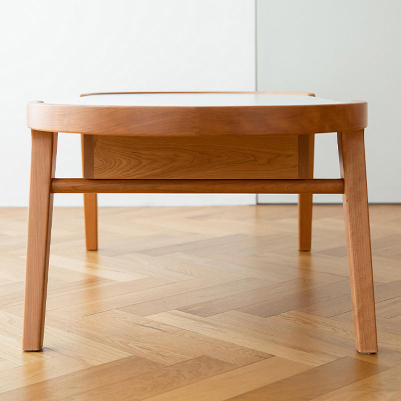 Farmhouse Wooden Coffee Table Elliptical 4 Legs Cocktail Table Clearhalo 'Coffee & Accent Tables' 'Coffee Tables' 'coffee_tables' 'furn' 'furn_coffee_tables' 'Furniture' 'Living Room Furniture' 7561937