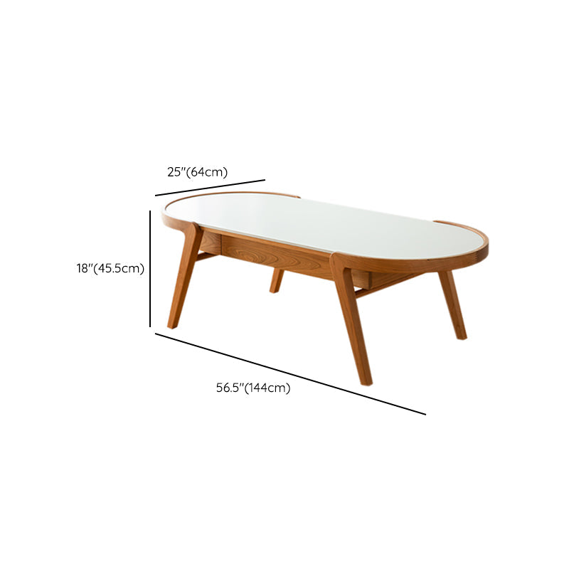 Farmhouse Wooden Coffee Table Elliptical 4 Legs Cocktail Table Clearhalo 'Coffee & Accent Tables' 'Coffee Tables' 'coffee_tables' 'furn' 'furn_coffee_tables' 'Furniture' 'Living Room Furniture' 7561940