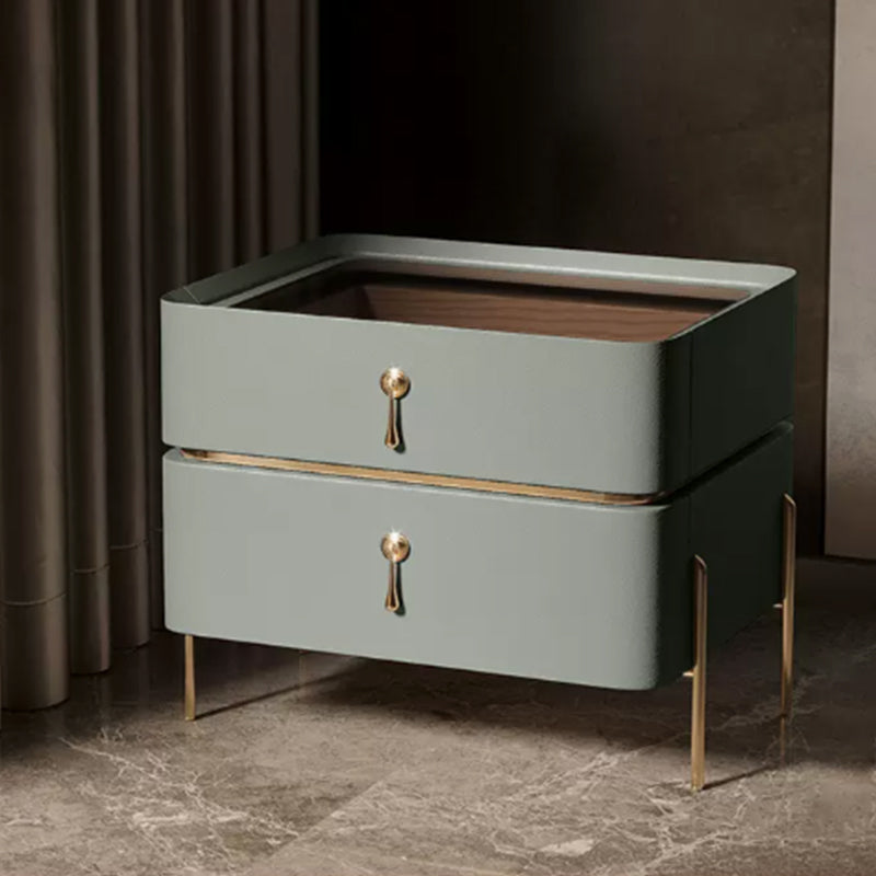 Drawer Storage Bed Nightstand Glam Bedside Cabinet for Bedroom Mint Green 1 Piece Glass Clearhalo 'Bedroom Furniture' 'furn' 'furn_night_stand' 'Furniture' 'night_stand' 'Nightstands' 7566267