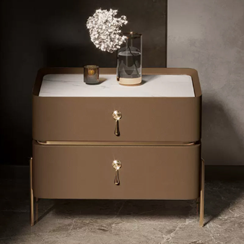 Drawer Storage Bed Nightstand Glam Bedside Cabinet for Bedroom Brown 1 Piece Stone Clearhalo 'Bedroom Furniture' 'furn' 'furn_night_stand' 'Furniture' 'night_stand' 'Nightstands' 7566276