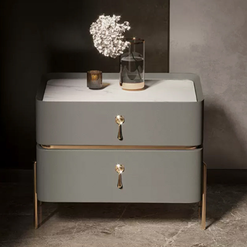 Drawer Storage Bed Nightstand Glam Bedside Cabinet for Bedroom Grey 1 Piece Stone Clearhalo 'Bedroom Furniture' 'furn' 'furn_night_stand' 'Furniture' 'night_stand' 'Nightstands' 7566281