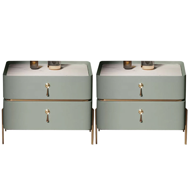 Drawer Storage Bed Nightstand Glam Bedside Cabinet for Bedroom Mint Green 2 Piece Set Stone Clearhalo 'Bedroom Furniture' 'furn' 'furn_night_stand' 'Furniture' 'night_stand' 'Nightstands' 7566286