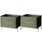 Drawer Storage Bed Nightstand Glam Bedside Cabinet for Bedroom Avocado Green 2 Piece Set Glass Clearhalo 'Bedroom Furniture' 'furn' 'furn_night_stand' 'Furniture' 'night_stand' 'Nightstands' 7566287