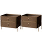 Drawer Storage Bed Nightstand Glam Bedside Cabinet for Bedroom Brown 2 Piece Set Glass Clearhalo 'Bedroom Furniture' 'furn' 'furn_night_stand' 'Furniture' 'night_stand' 'Nightstands' 7566289