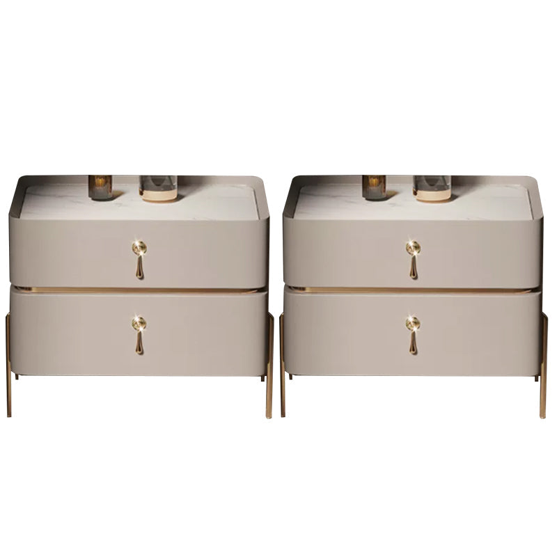 Drawer Storage Bed Nightstand Glam Bedside Cabinet for Bedroom Light Apricot 2 Piece Set Stone Clearhalo 'Bedroom Furniture' 'furn' 'furn_night_stand' 'Furniture' 'night_stand' 'Nightstands' 7566294
