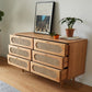 Traditional Horizontal Double Dresser Wood Storage 6 Drawers Dresser for Bedroom