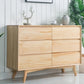 Traditional Horizontal Double Dresser Wood Storage 6 Drawers Dresser for Bedroom