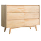 Traditional Horizontal Double Dresser Wood Storage 6 Drawers Dresser for Bedroom