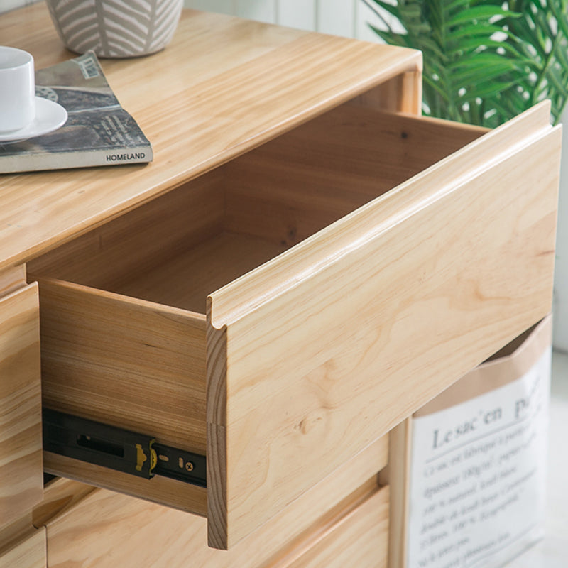 Traditional Horizontal Double Dresser Wood Storage 6 Drawers Dresser for Bedroom