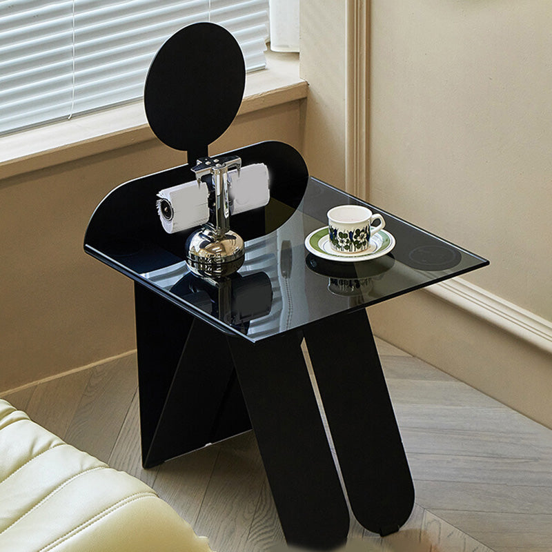 18.90" Wide Contemporary Corner Table Glass Clear Accent Side Table Clearhalo 'Coffee & Accent Tables' 'End & Side Tables' 'end_side_tables' 'furn' 'furn_end_side_tables' 'Furniture' 'Living Room Furniture' 7567497