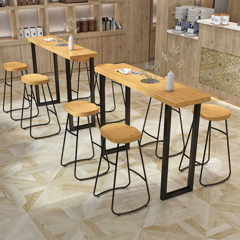 Modern 1/2/4/7 Pcs Bar Table Set Wood Rectangular Bar Set in Natural Clearhalo 'Bar Furniture' 'furn' 'furn_home_bar_bar_sets' 'Furniture' 'Home Bars & Bar Sets' 'home_bar_bar_sets' 'Kitchen & Dining Furniture' 7567601