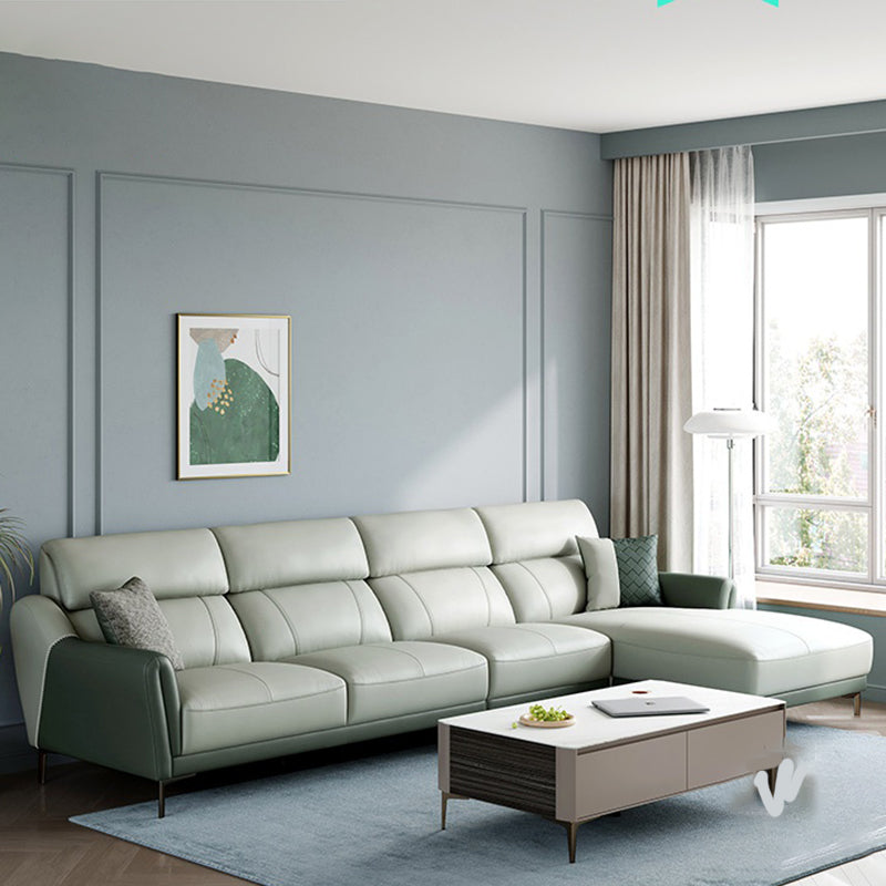 37.8 "W echt lederen vierkante arm sectionals bank, moderne Chesterfield Sectionals